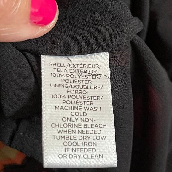 LOFT Women's Ruffle Black Orange Floral Gypsy Bohemian Y2K Style Top Size Small - Picture 7 of 10